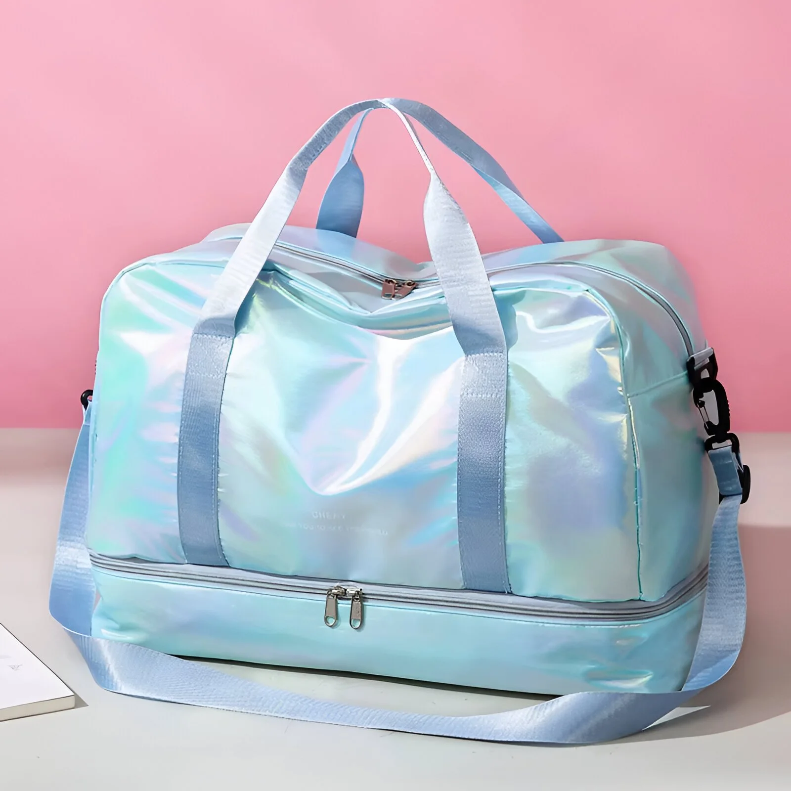 Large Capacity Lightweight Nylon Weekend Travel Tote with Shoe Compartment