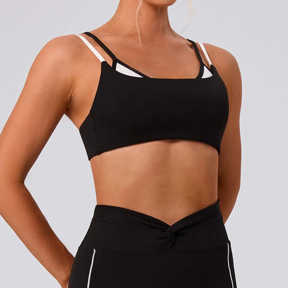 Color Clashing Shockproof Sports Bra for Women - Breathable Gym & Yoga Workout Top