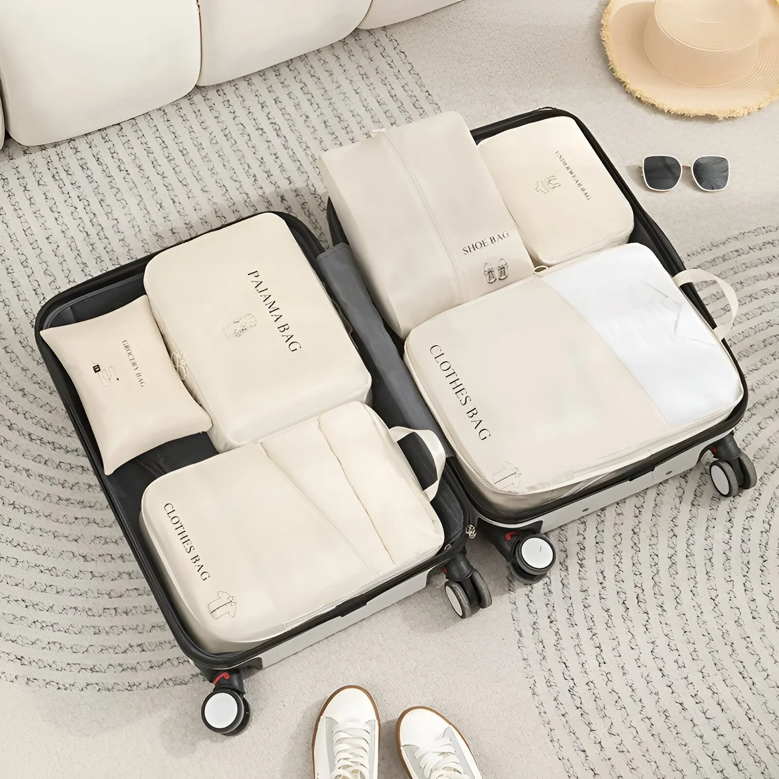 6-Piece Travel Compression Organizer Bags for Luggage & Carry-On