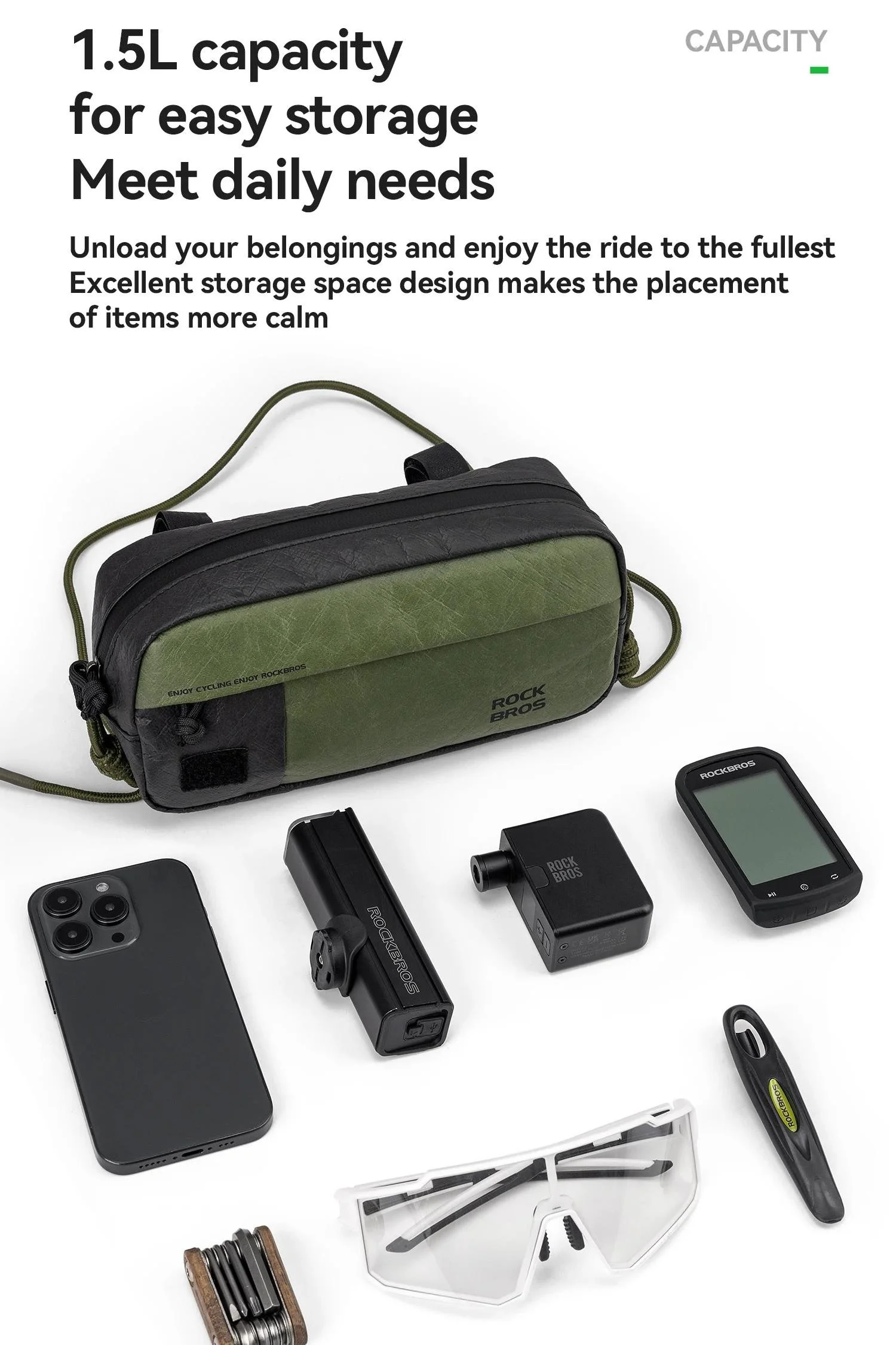 1.5L Water-Repellent Front Handlebar Bike Bag
