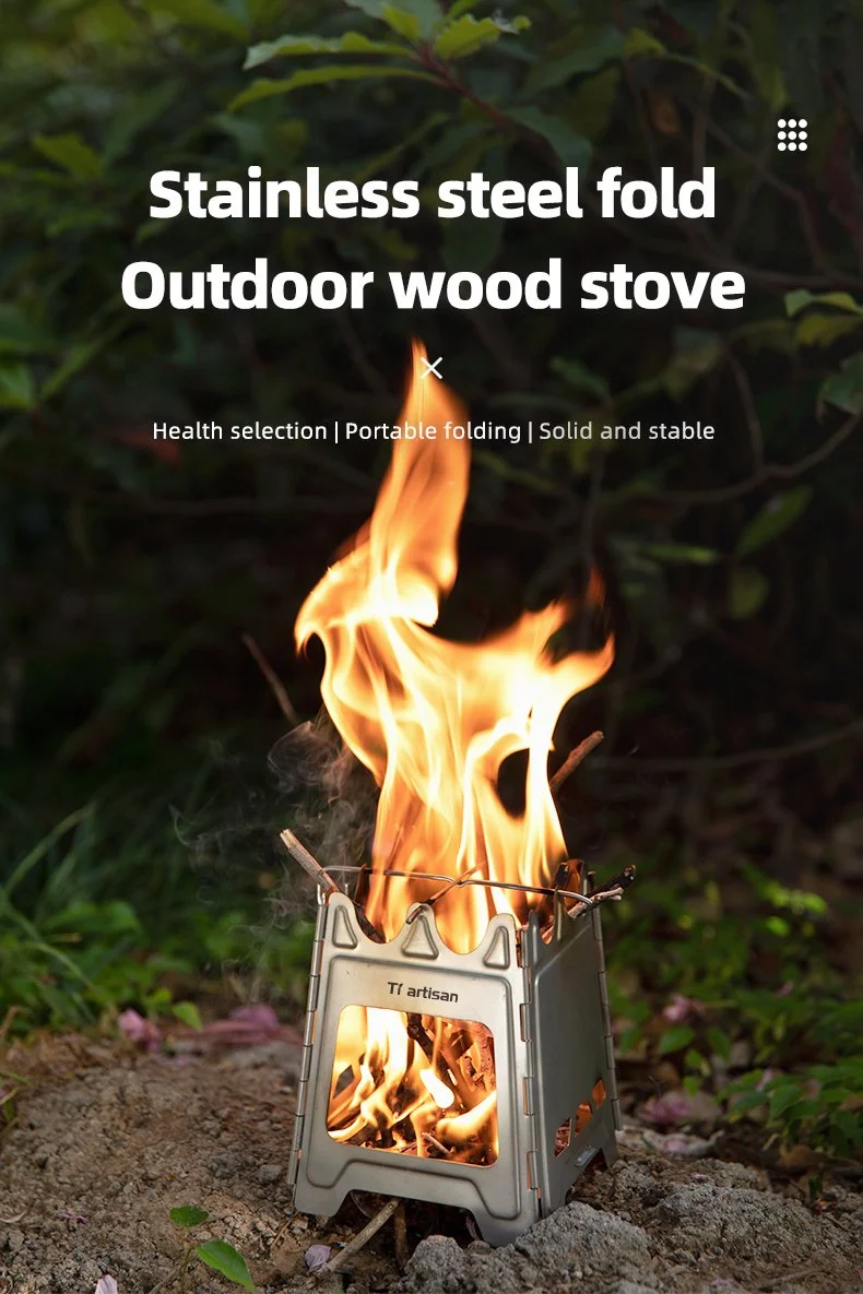 Portable Foldable Stainless Steel Wood Stove for Camping & Outdoor Cooking