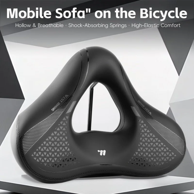 Ultra Comfort Wide Bike Saddle with Spring Shock Absorption