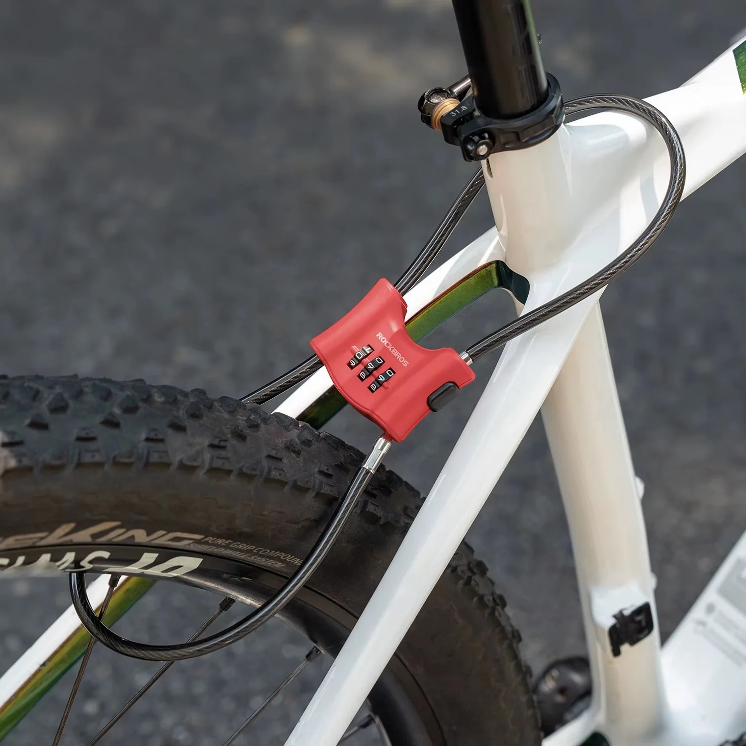 Portable Steel Cable Bike Lock with 3-Digit Combination & Helmet Security