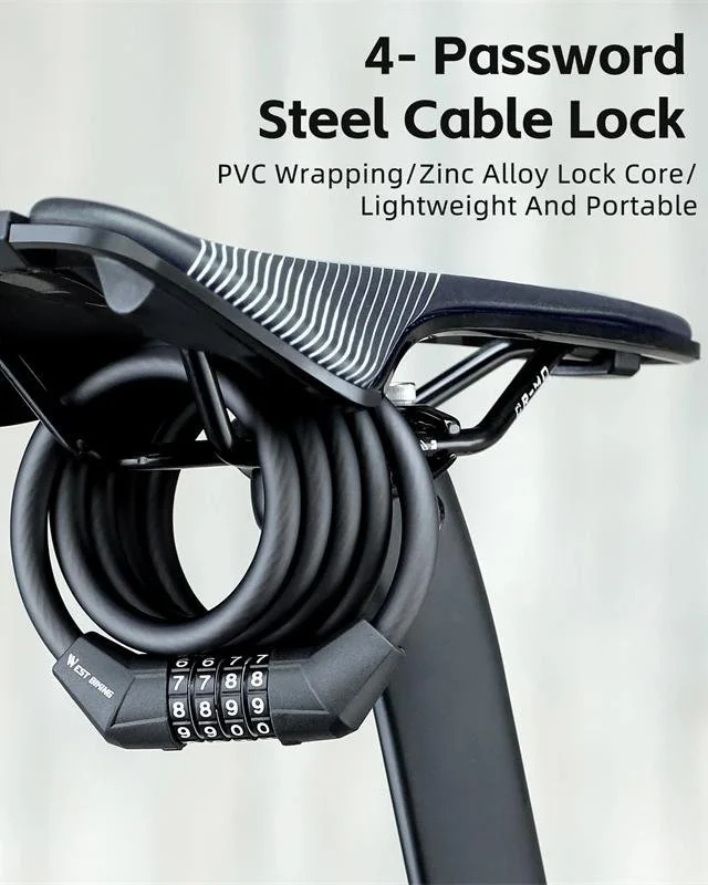 4-Digit Combination Steel Cable Bike & Scooter Lock – 47 Inch Anti-Theft