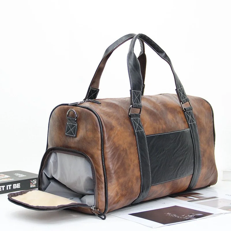 Vintage Waterproof Men’s Travel Tote & Crossbody Gym Bag with Shoe Compartment