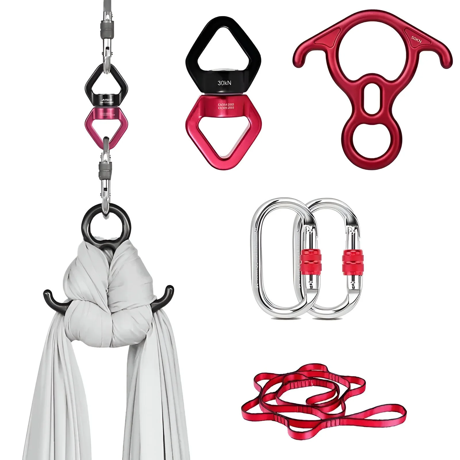 Heavy Duty Aerial Yoga Swivel Set with Carabiners for Indoor Fitness