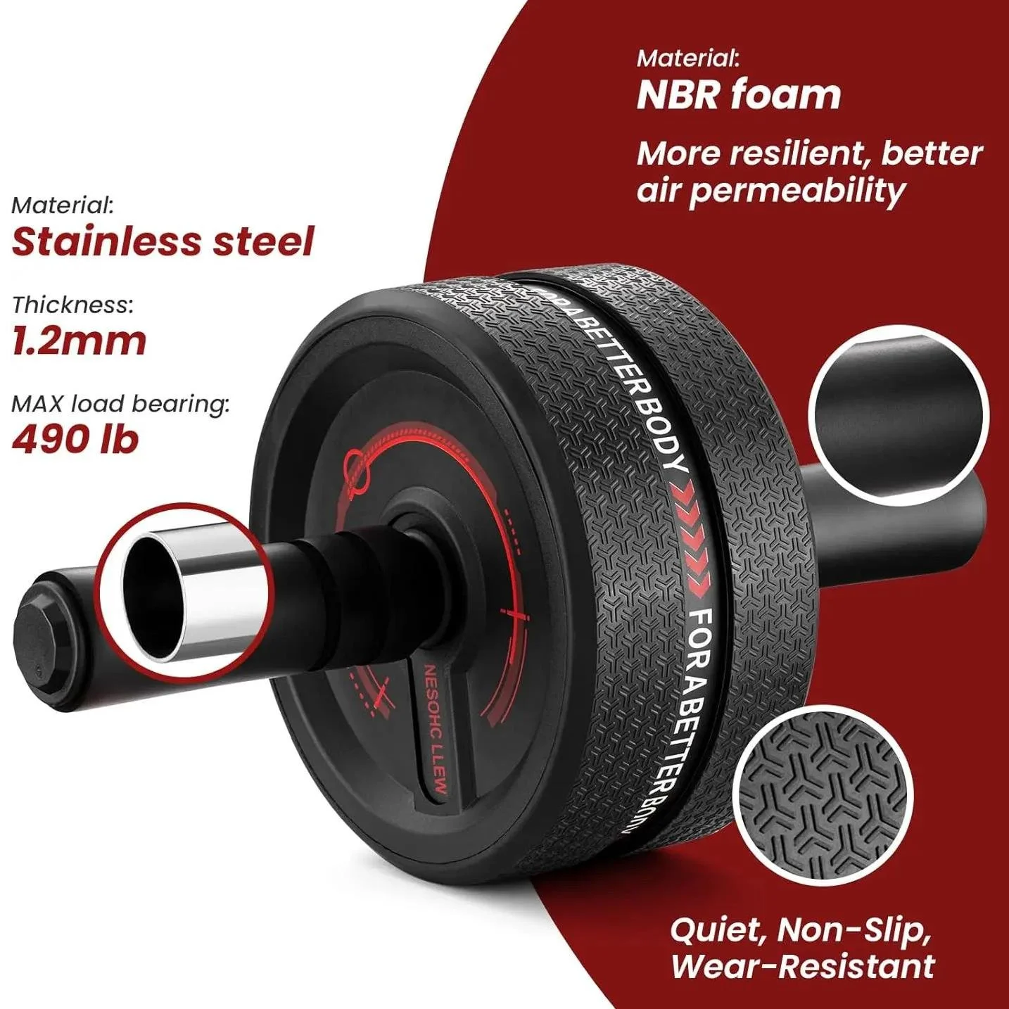 Upgraded 3.4" Ab Roller Wheel for Core Strength and Stability