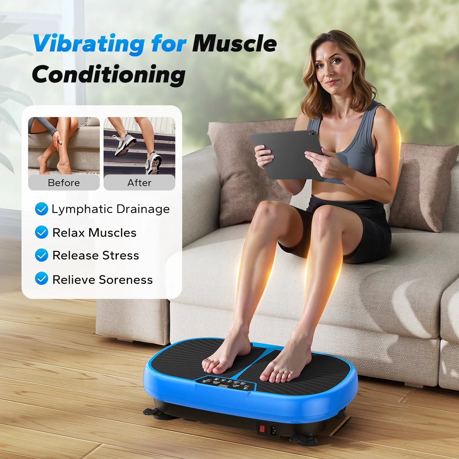 EMS Vibration Plate Exercise Machine for Pain Relief, Fat Burning & Body Toning