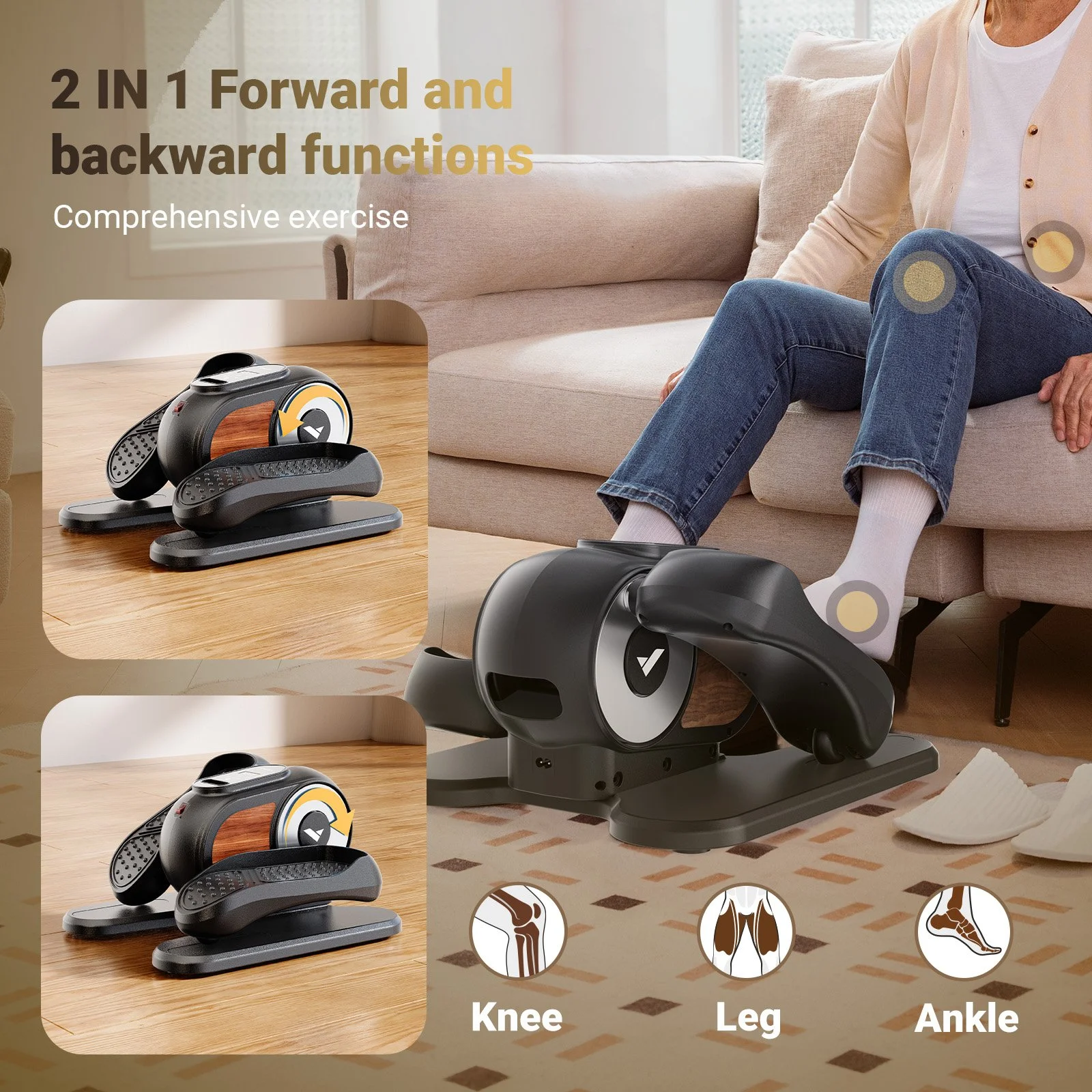 Electric Under Desk Elliptical Leg Exerciser with Remote & 12 Speeds