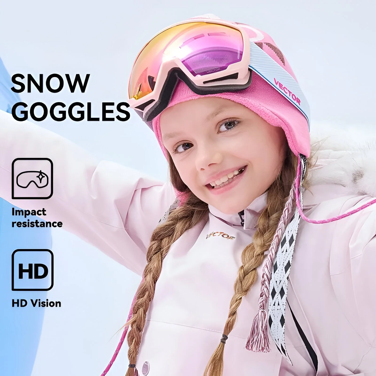 Kids Magnetic Ski Goggles with UV400 Protection & Anti-Fog Lenses