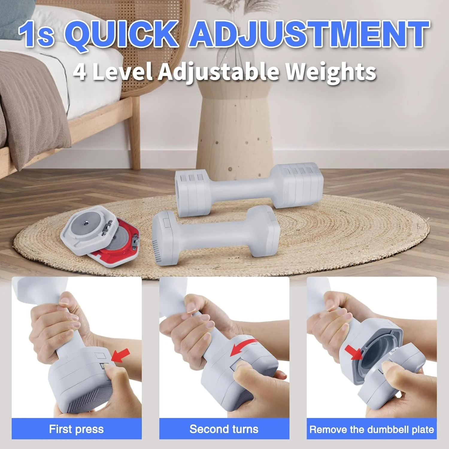 Adjustable 4-in-1 Dumbbell Set 2–5 lb for Home Gym & Strength Training