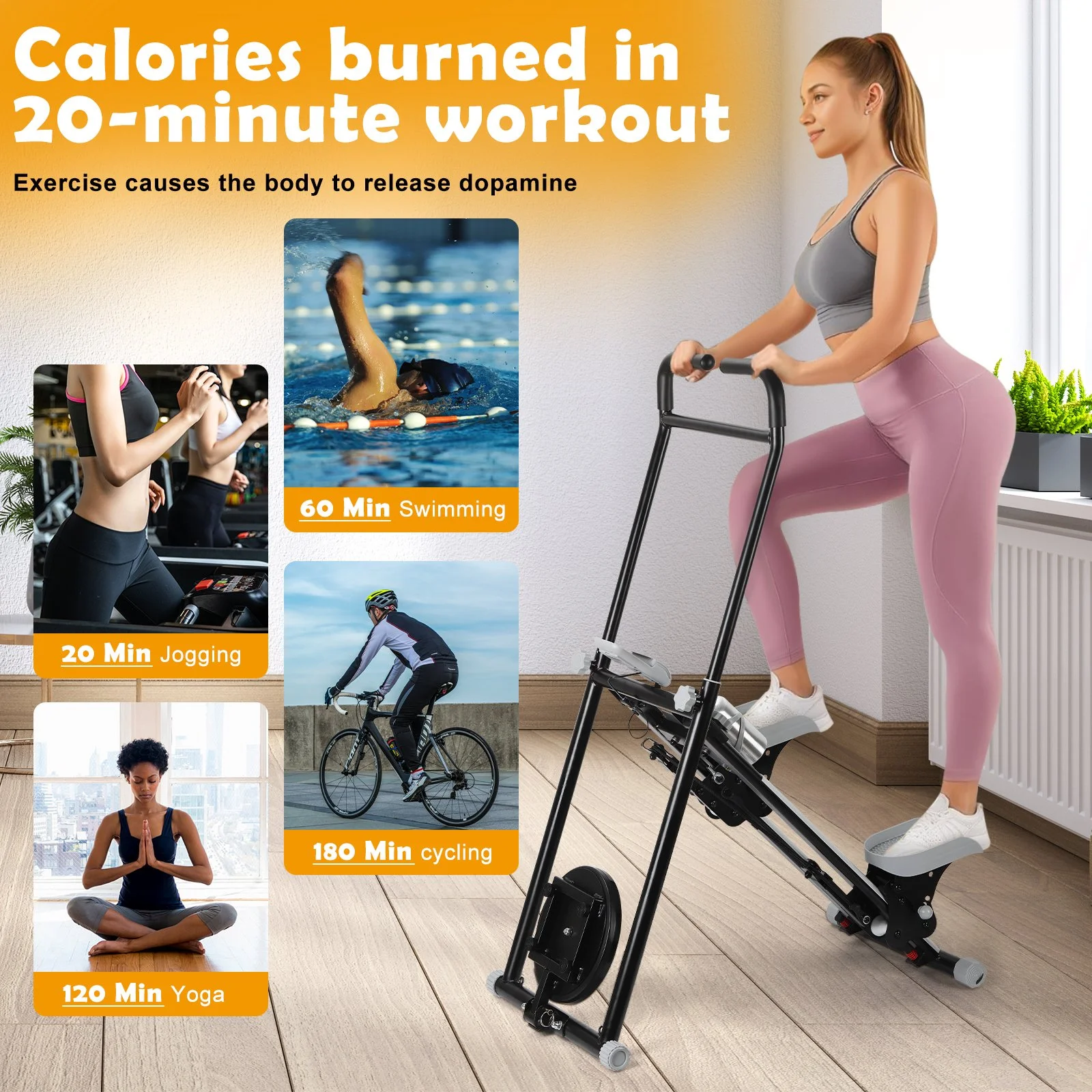 Compact Vertical Stair Climber Stepper – Full Body Home Cardio Machine