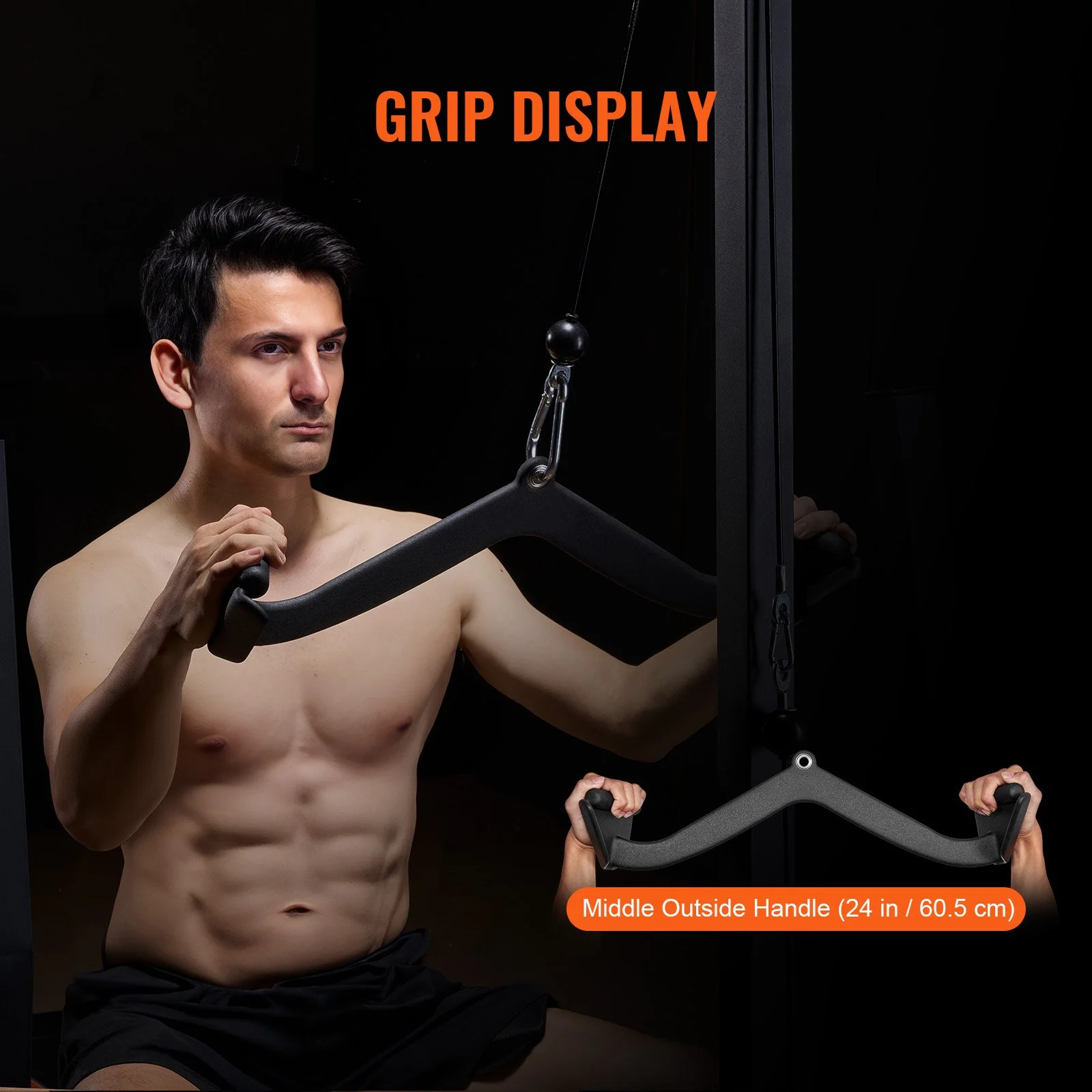 Lat Pulldown Bar Cable Machine Attachment for Back and Arm Strength Training