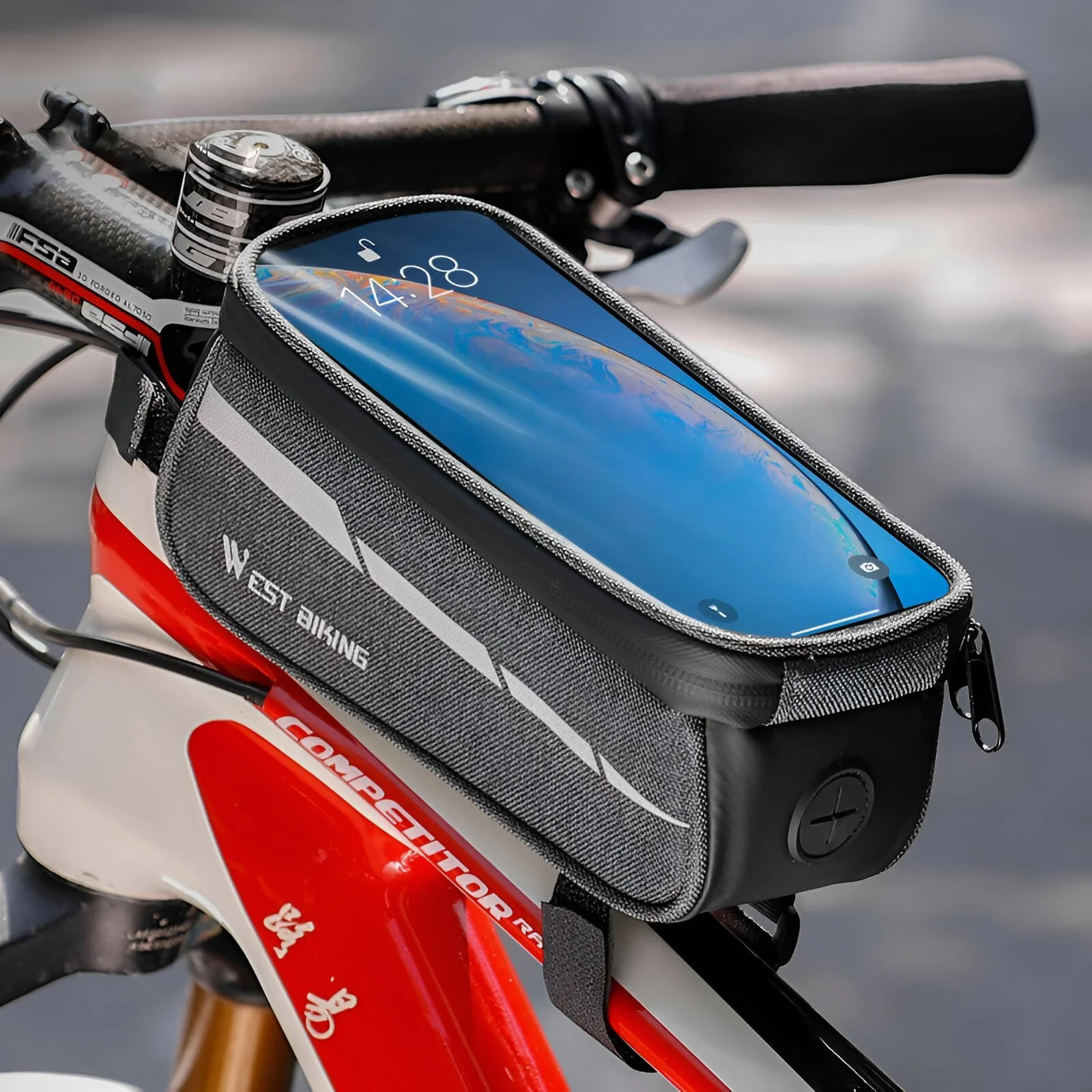 Waterproof Bike Top Tube Bag with Touch-Screen Phone Window