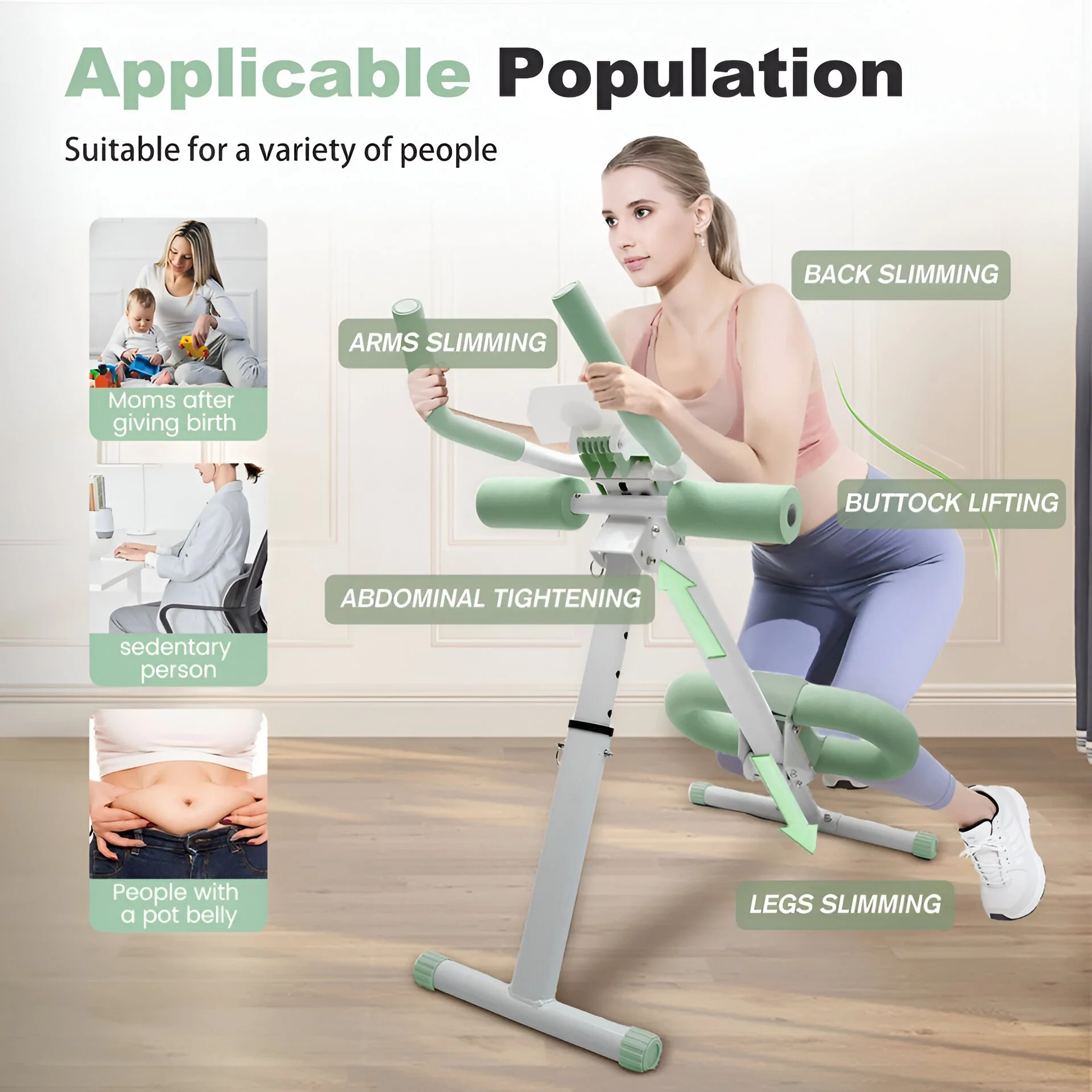 Folding Abdominal Crunch Machine with Resistance Bands - Core Trainer for Home Gym