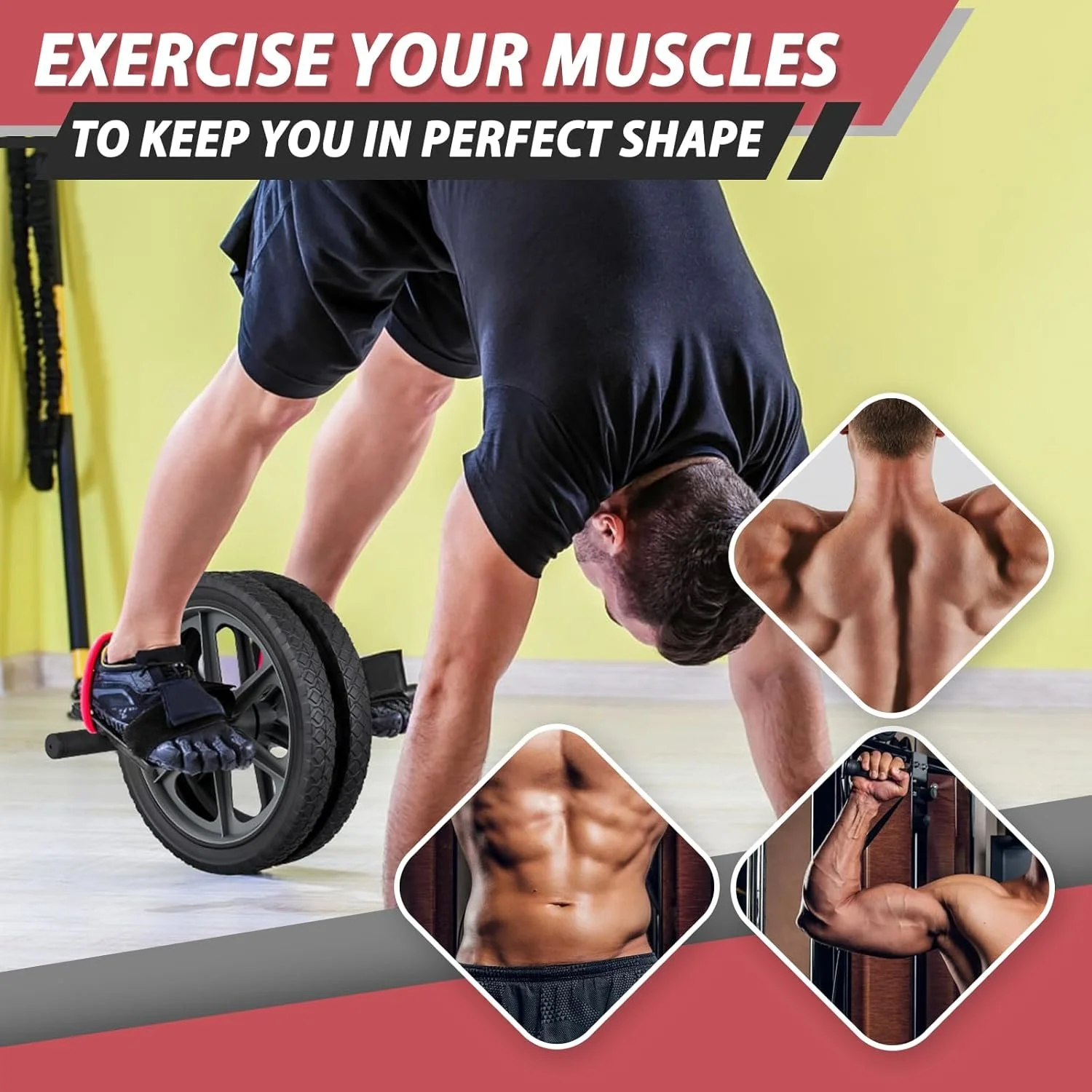 Red Ab Roller Wheel for Powerful Core & Full-Body Strength Training
