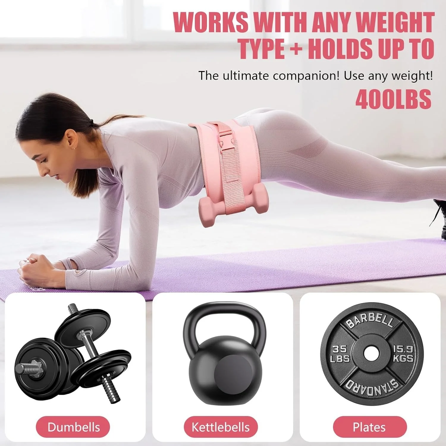 Exercise Hip Thrust Belt – Comfortable, Durable Thicken & Widen Belt for Dumbbells, Kettlebells, and Plates