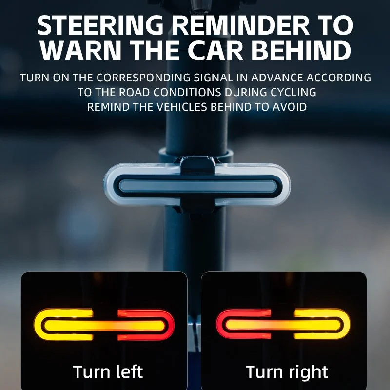 Smart Bicycle Rear Light with Brake Sensor & USB-C Rechargeable IPX6