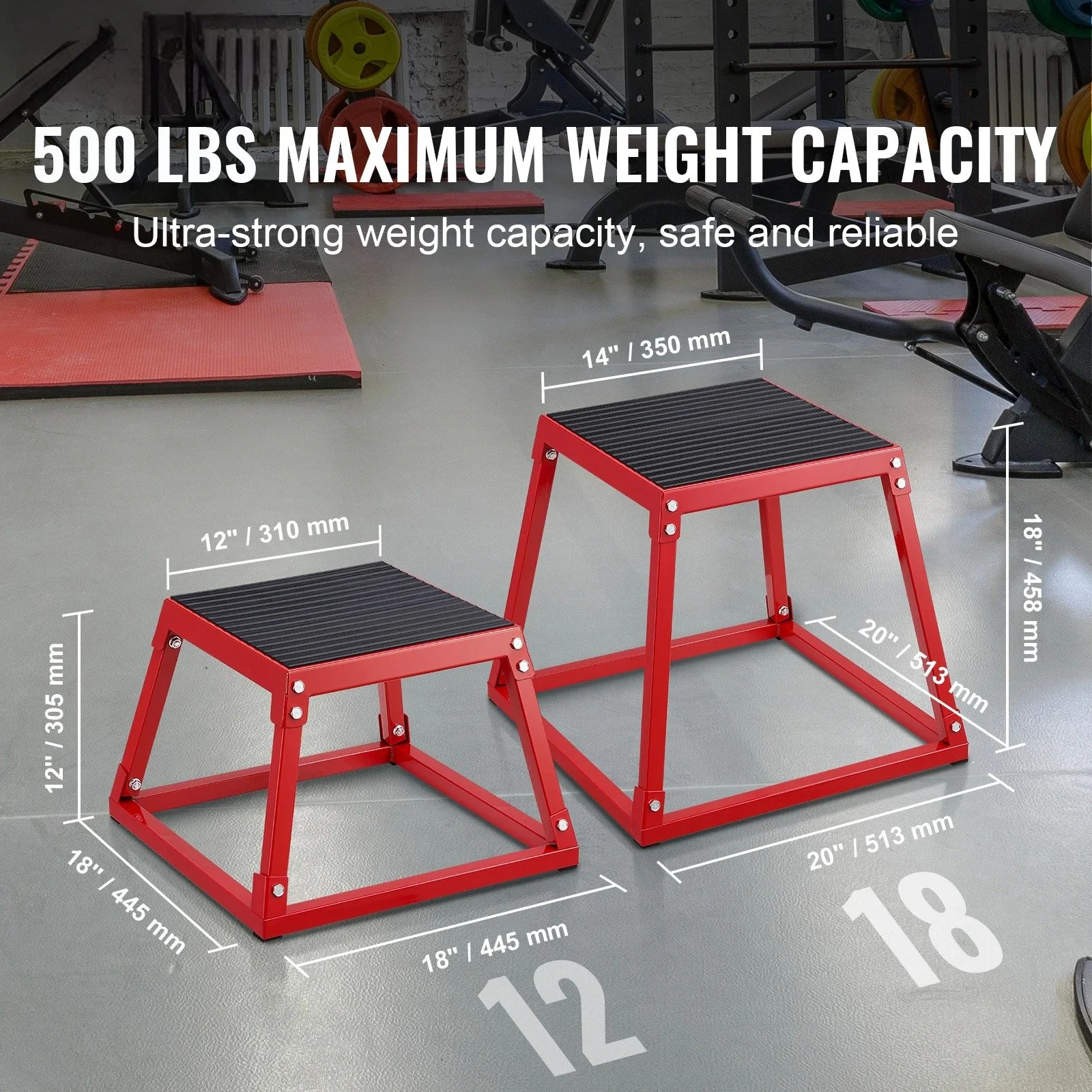 12 Inch Heavy Duty Anti-Slip Plyometric Step Box for Home & Gym Training