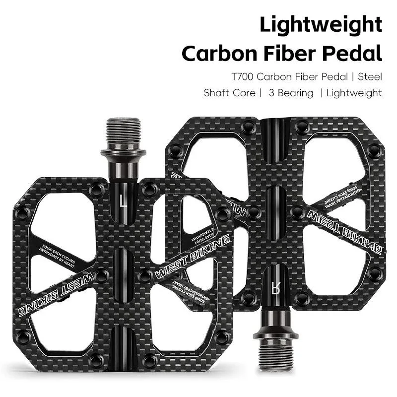Ultralight Carbon Fiber Bike Pedals with 3 Bearings for MTB & Road