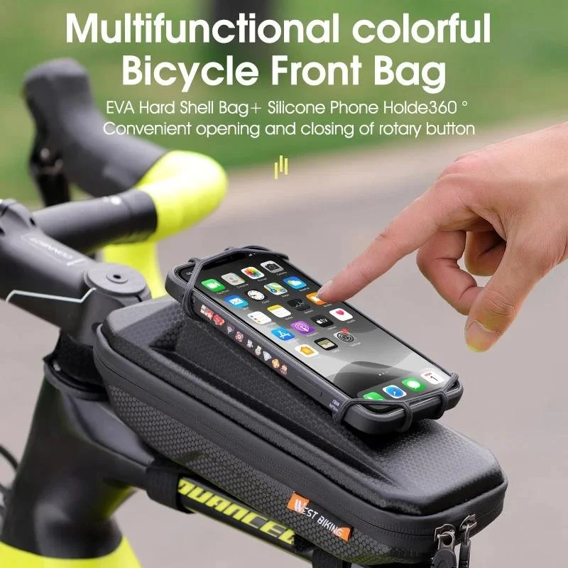 Waterproof Bicycle Top Tube Phone Bag with Hard Shell Touch Screen