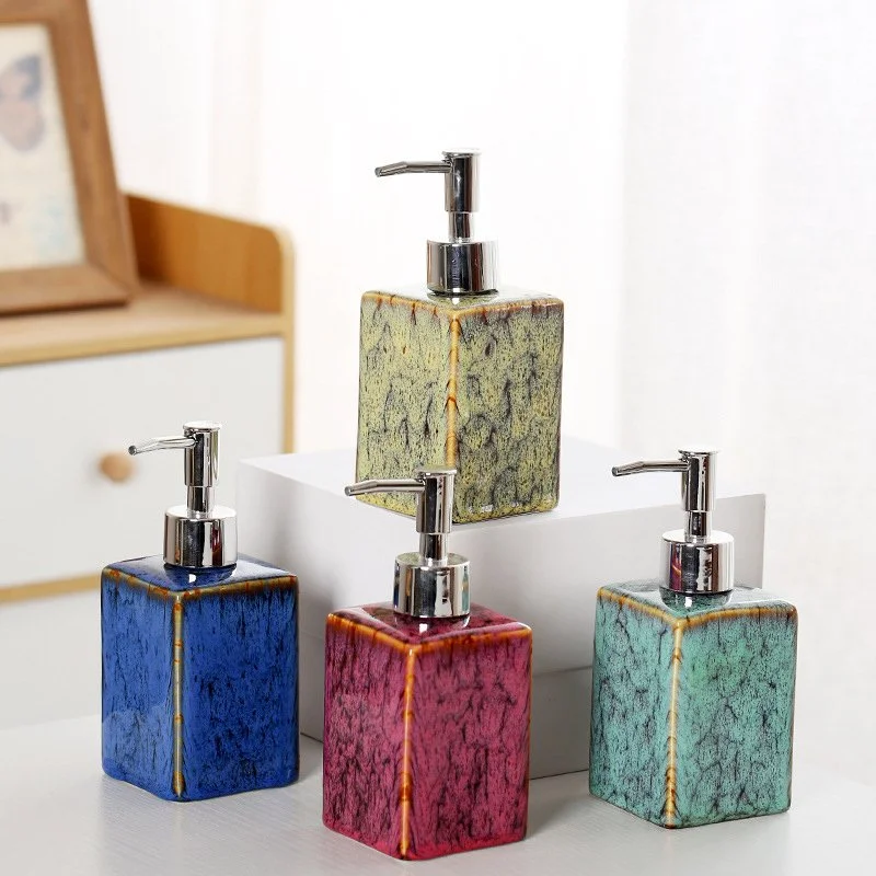 350ml Ceramic Press Soap & Shampoo Dispenser for Modern Bathrooms
