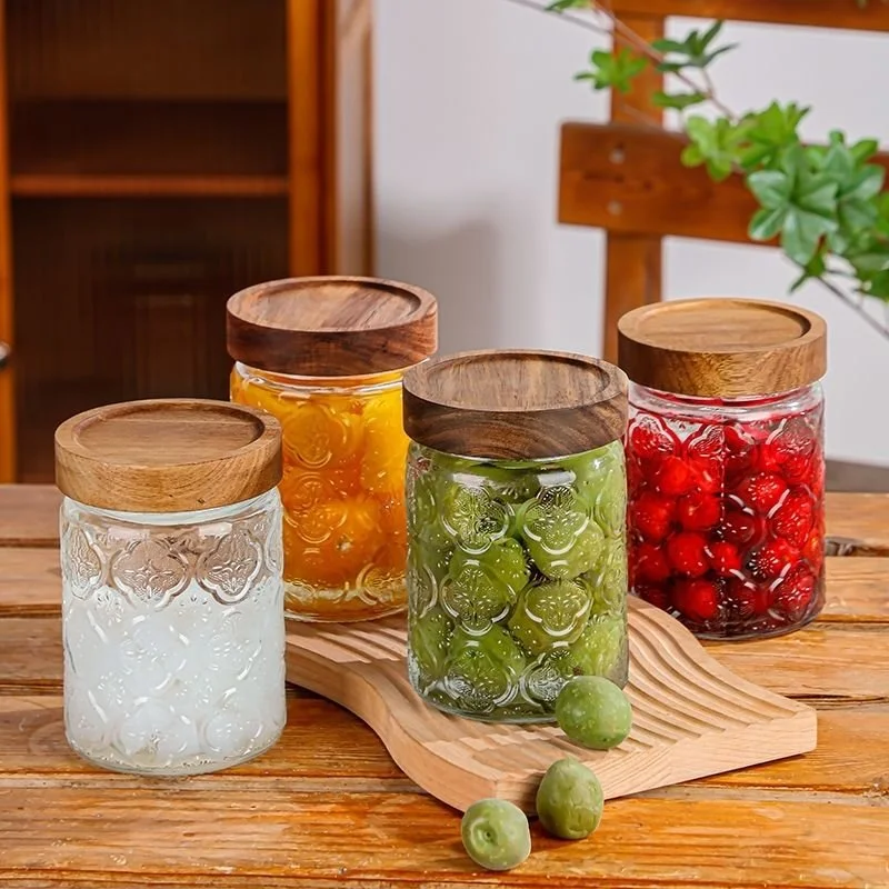 Vintage Embossed Glass Storage Jar with Airtight Seal – 23.7 oz