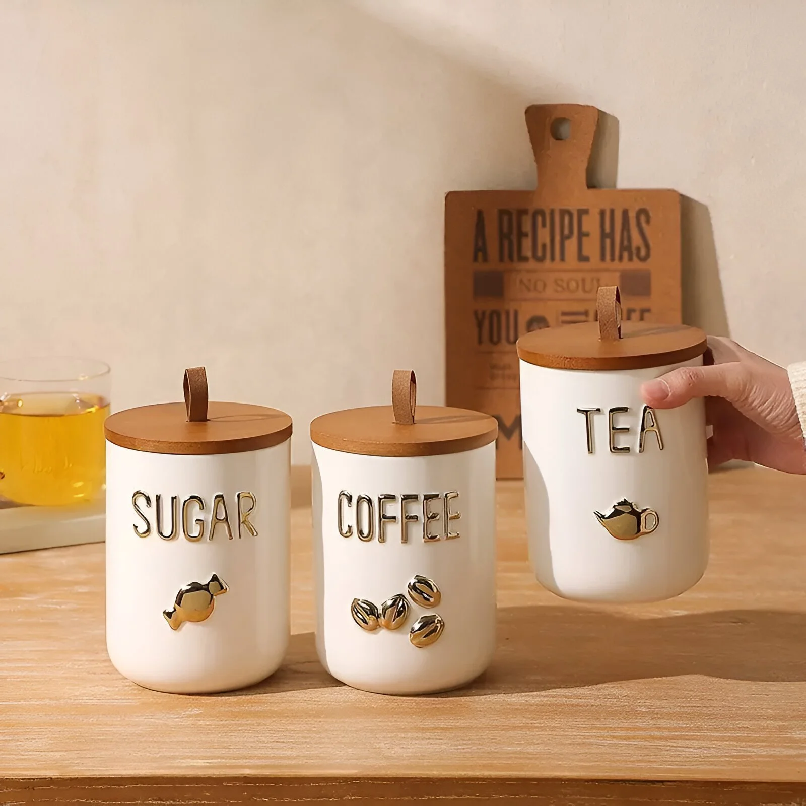 Modern White Porcelain Spice & Coffee Storage Jar with Moisture-Proof Lid