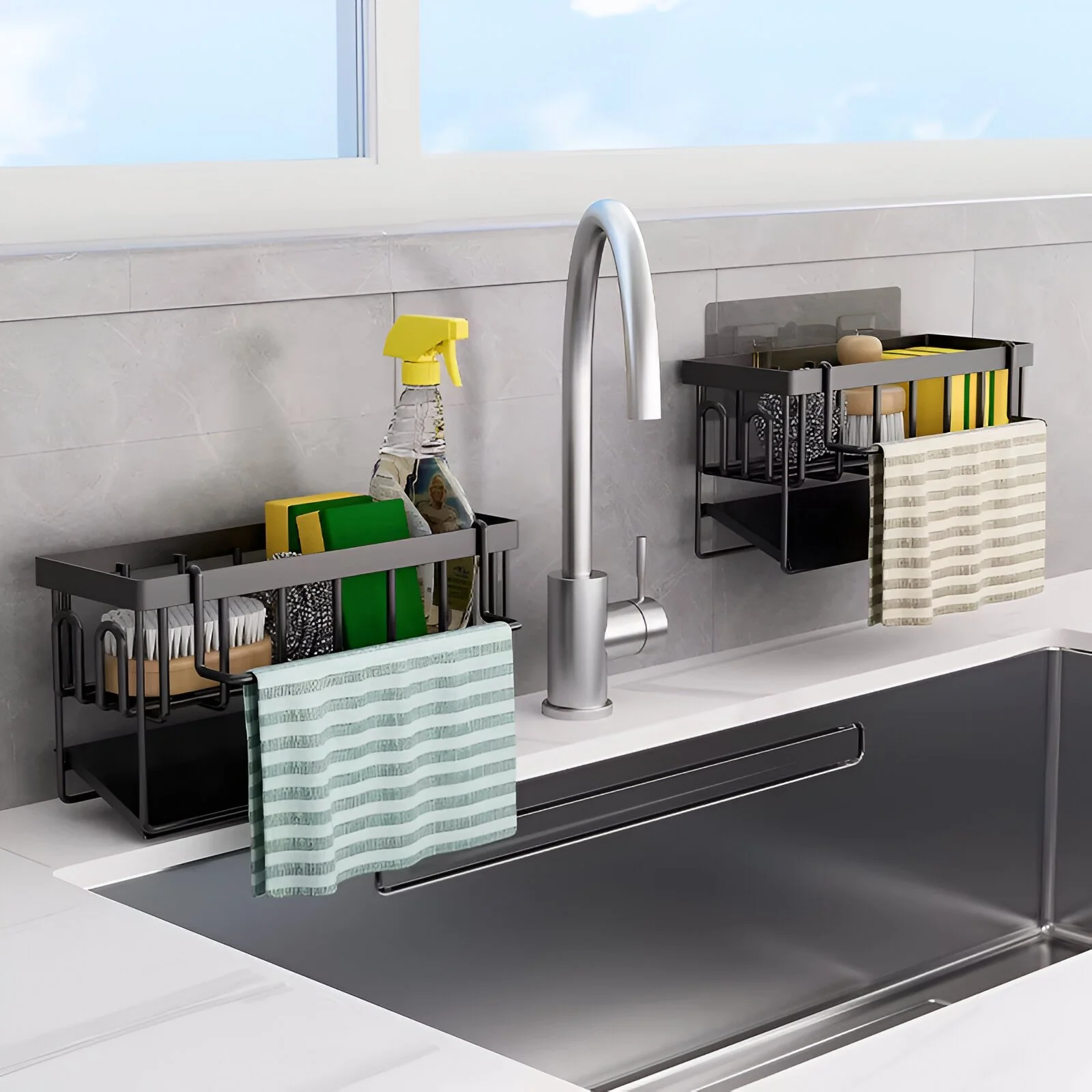 Kitchen Sink Sponge Holder – Premium Storage Caddy for Scrubbers & Dish Soap