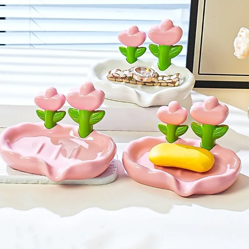 Creative Floral Soap Dish – Draining Plastic Soap Storage Rack for Bathroom
