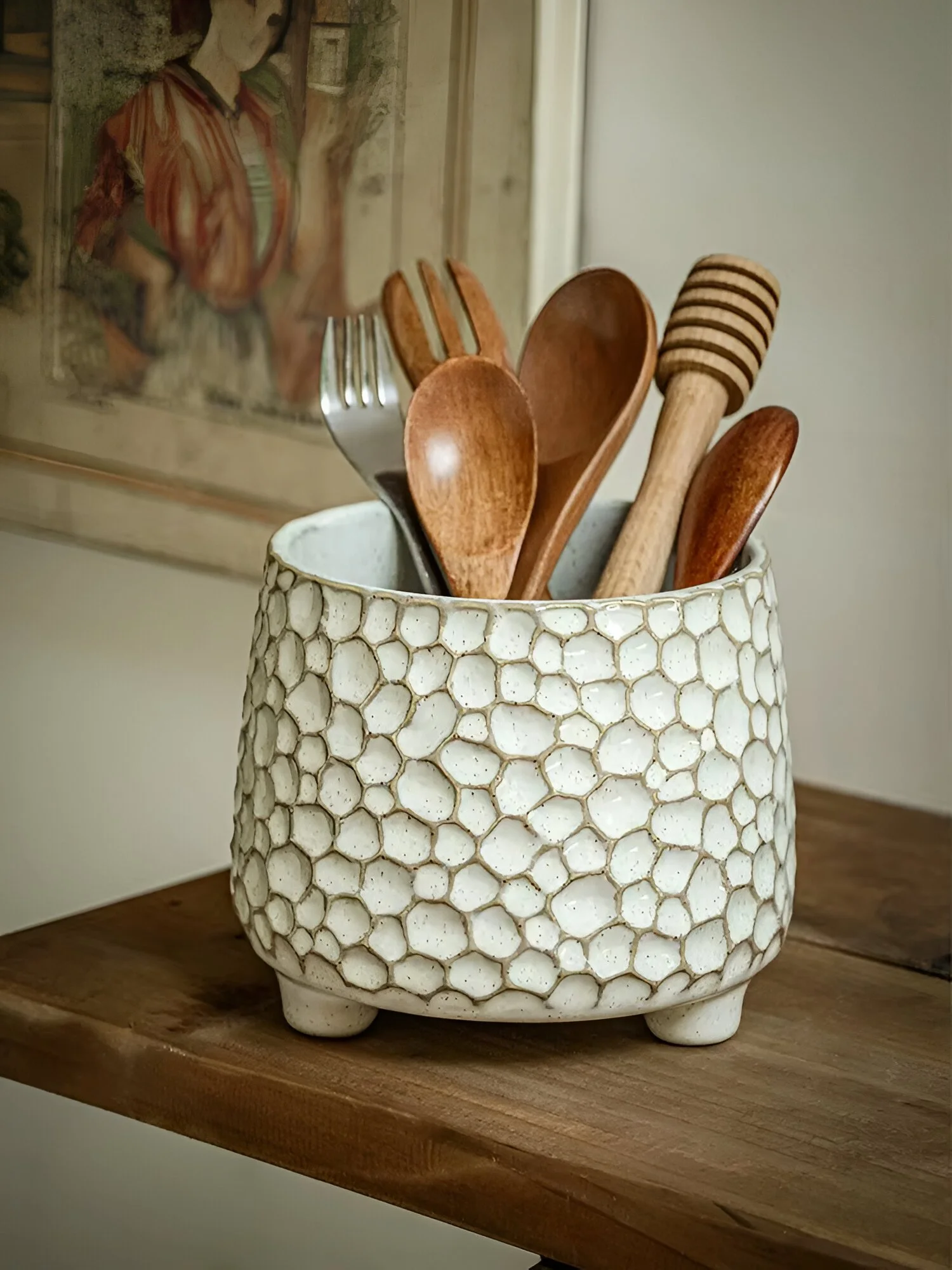 Three-Legged Ceramic Storage Jar – Kitchen Tool Holder & Decorative Knife and Fork Jar