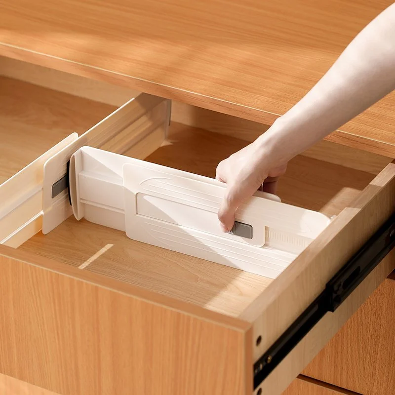Retractable Drawer Divider for Living Room – Built-In Plastic Storage Board for Socks & Cosmetics