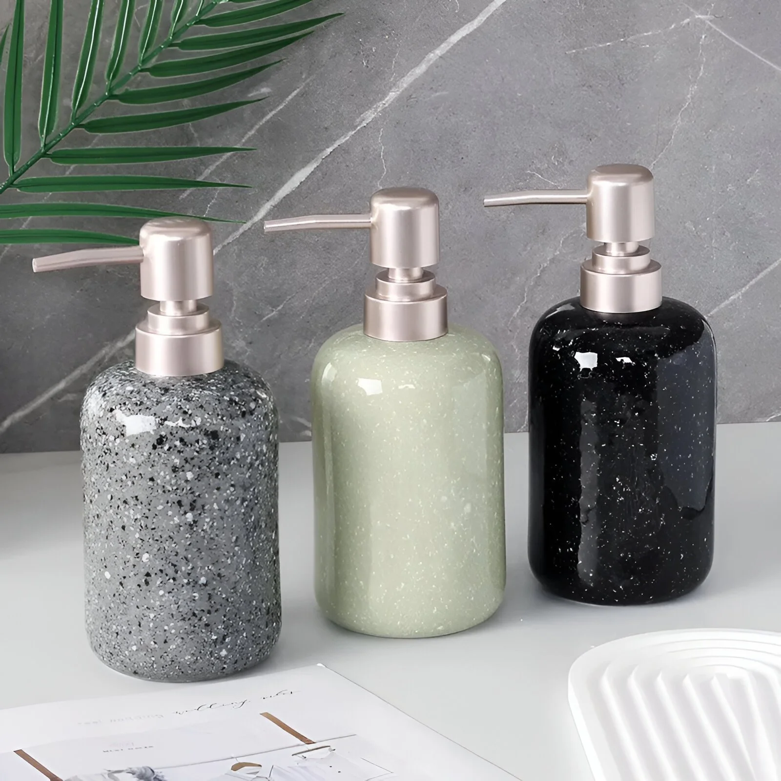 Minimalist Ceramic Soap & Lotion Dispenser for Bathroom & Kitchen