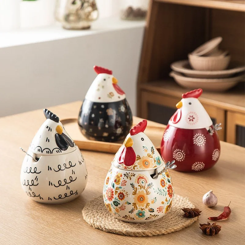 Cute Animal Ceramic Seasoning Jar for Sugar, Salt & Spices