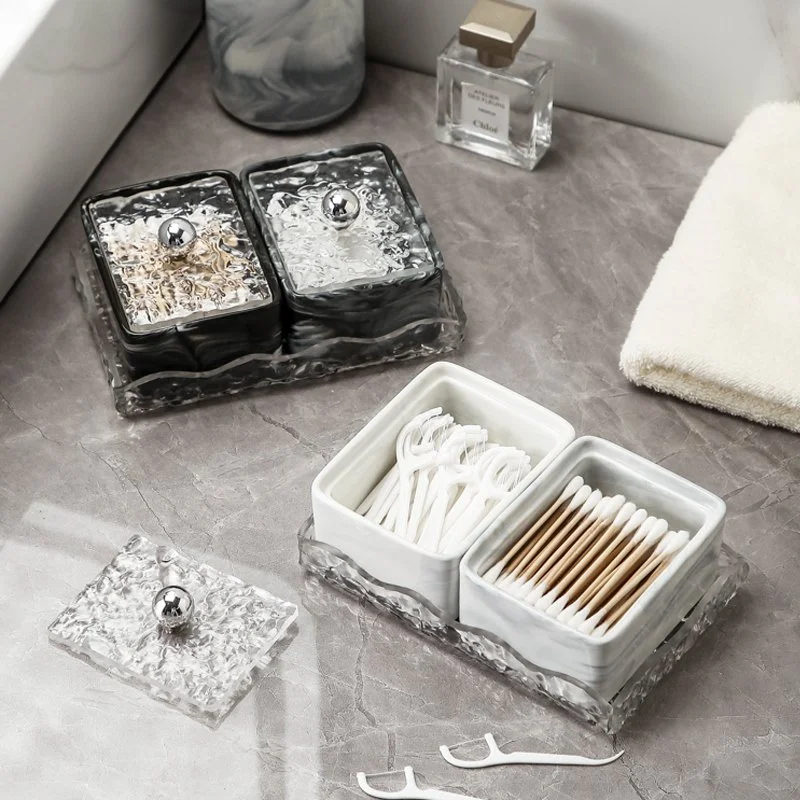 Elegant Ceramic Bathroom Storage Jar with Clear Lid