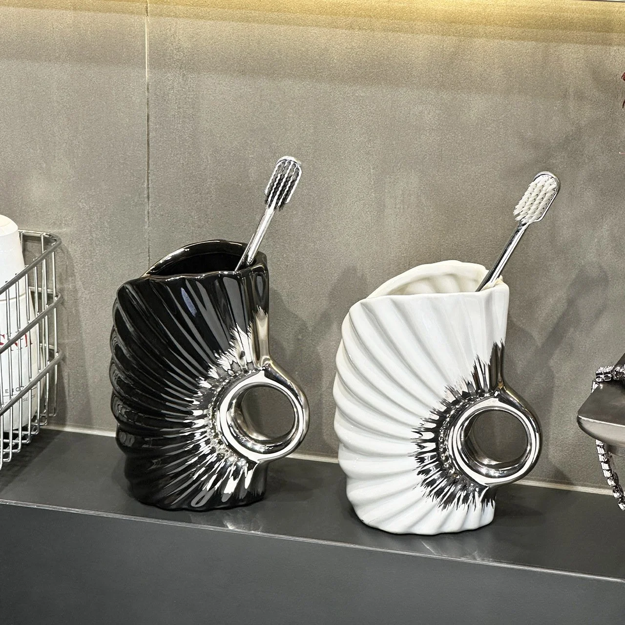 Luxury Nordic Ceramic Toothbrush and Mouthwash Cup