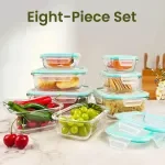 8-Piece Glass Food Storage Containers – Leakproof, Microwave & Oven Safe