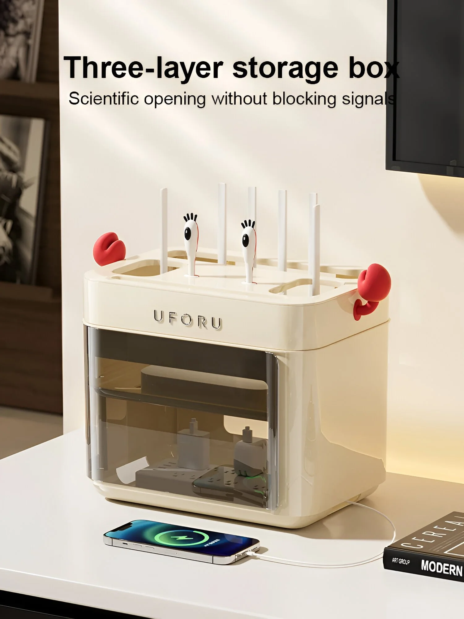 Cartoon Router Storage Box with Vent Holes for Strong Signal