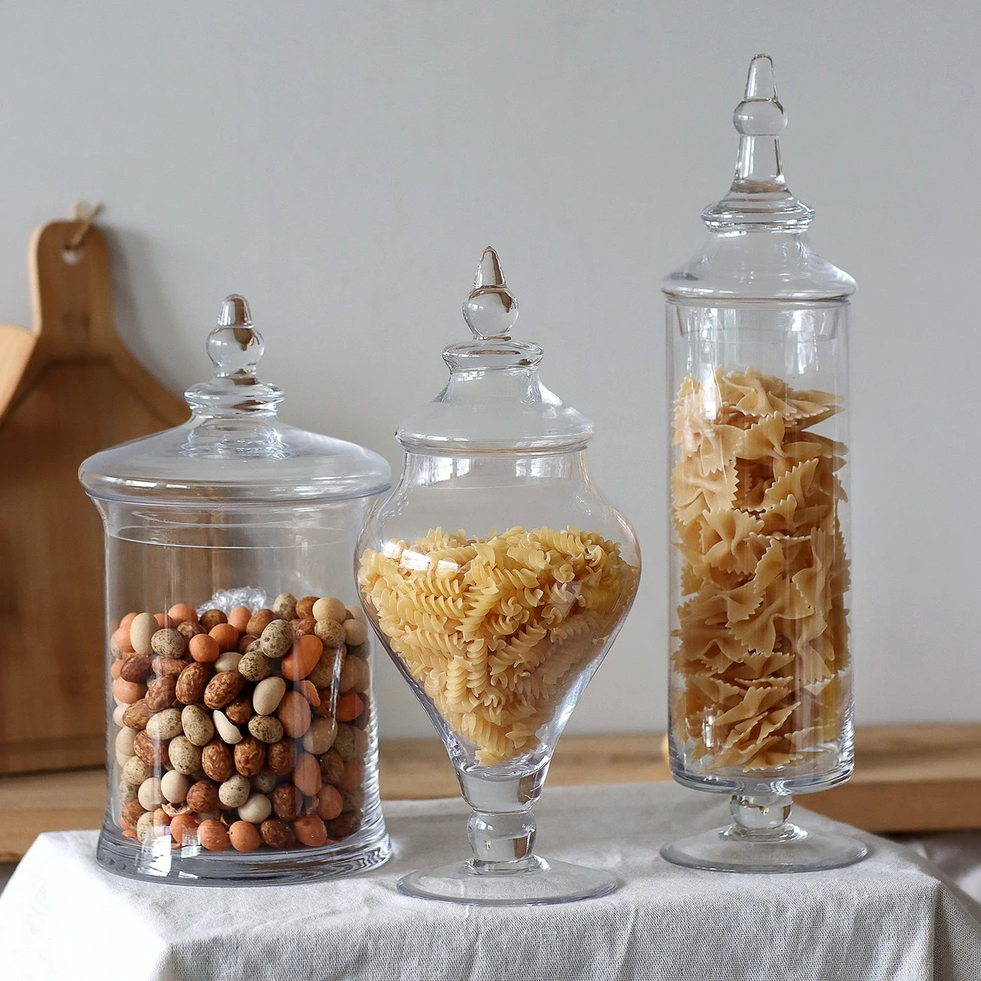 Elegant Clear Glass Candy Jar with Lid – Large Decorative Storage