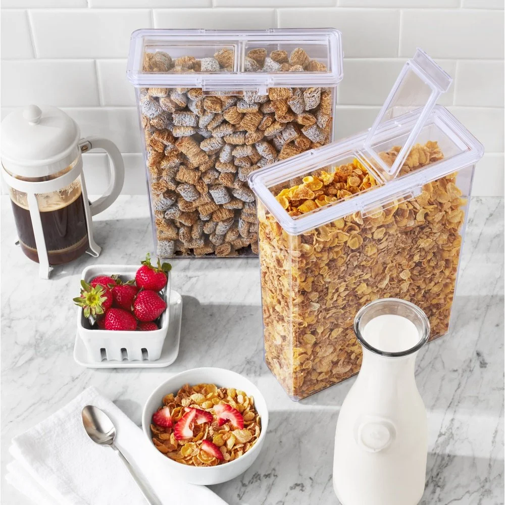 Stackable Airtight Cereal Storage Container Clear Pantry Organizer