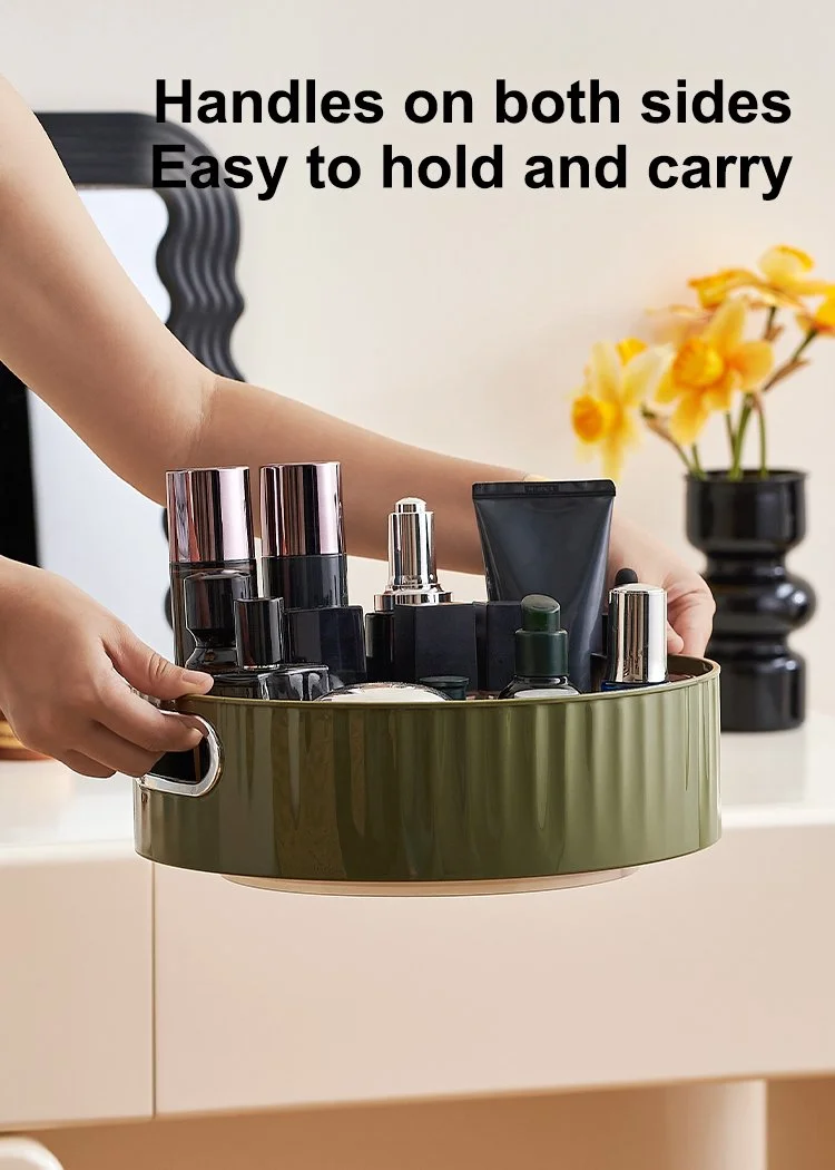 Retro Style Cosmetics Storage Box – Portable Desktop Organizer for Skin Care & Cosmetics