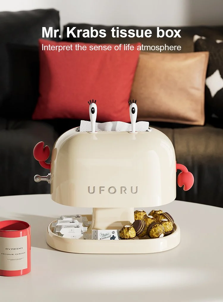 Cute Crab Tissue Box – Retro Cartoon Napkin Holder for Stylish Home Decor