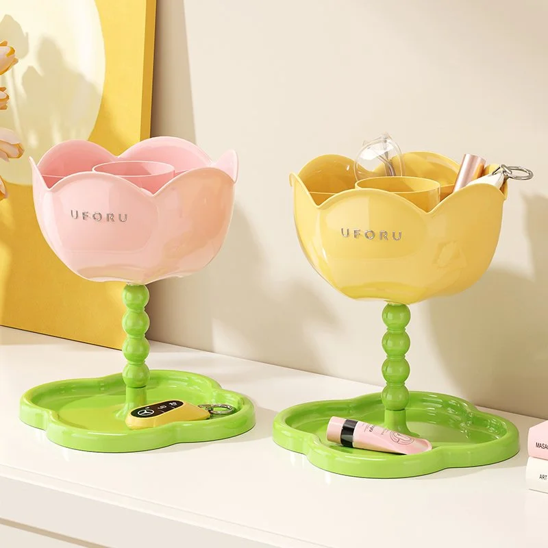 Minimalist Double-Layer Entryway Key Organizer with Floral Decor