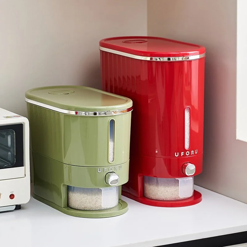 Automatic Rice Dispenser Storage Bin with Clear Measuring Window