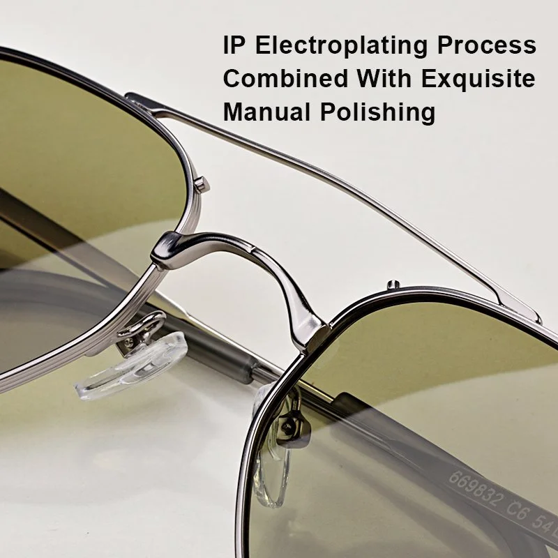 Men's Square Polarized Titanium Sunglasses with Blue UV400 Lens
