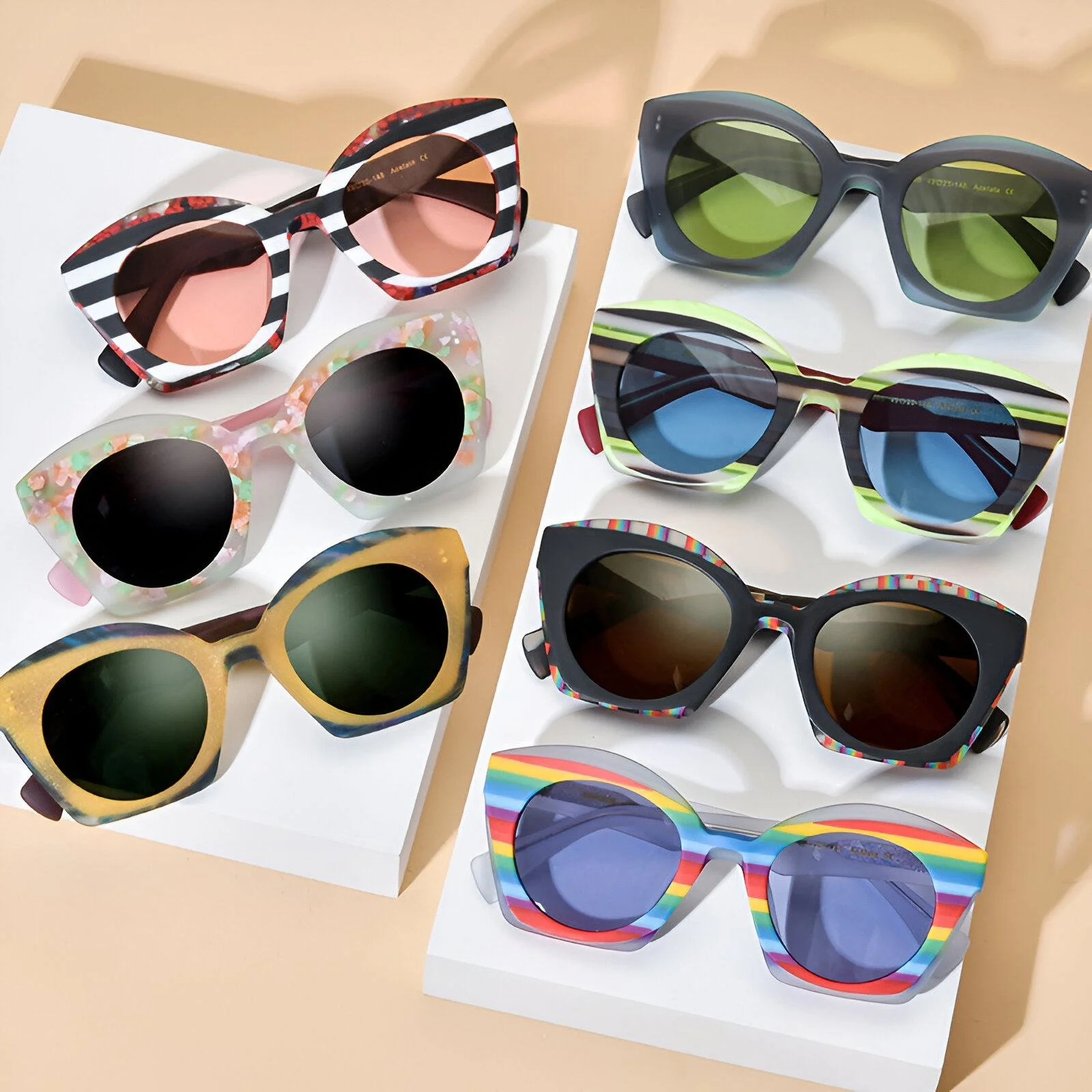 Colored Acetate Cat Eye Sunglasses for Men & Women - Polarized UV400 Eyewear