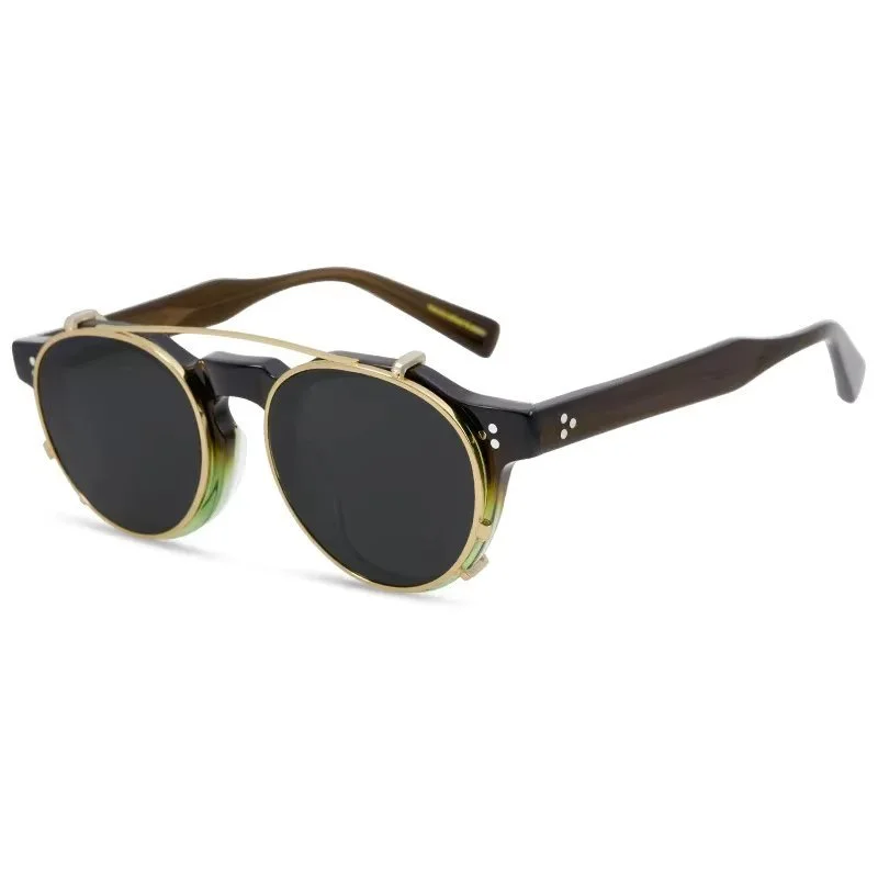 Vintage Handmade Round Sunglasses for Men & Women – UV400 Protection, High-End Fashion