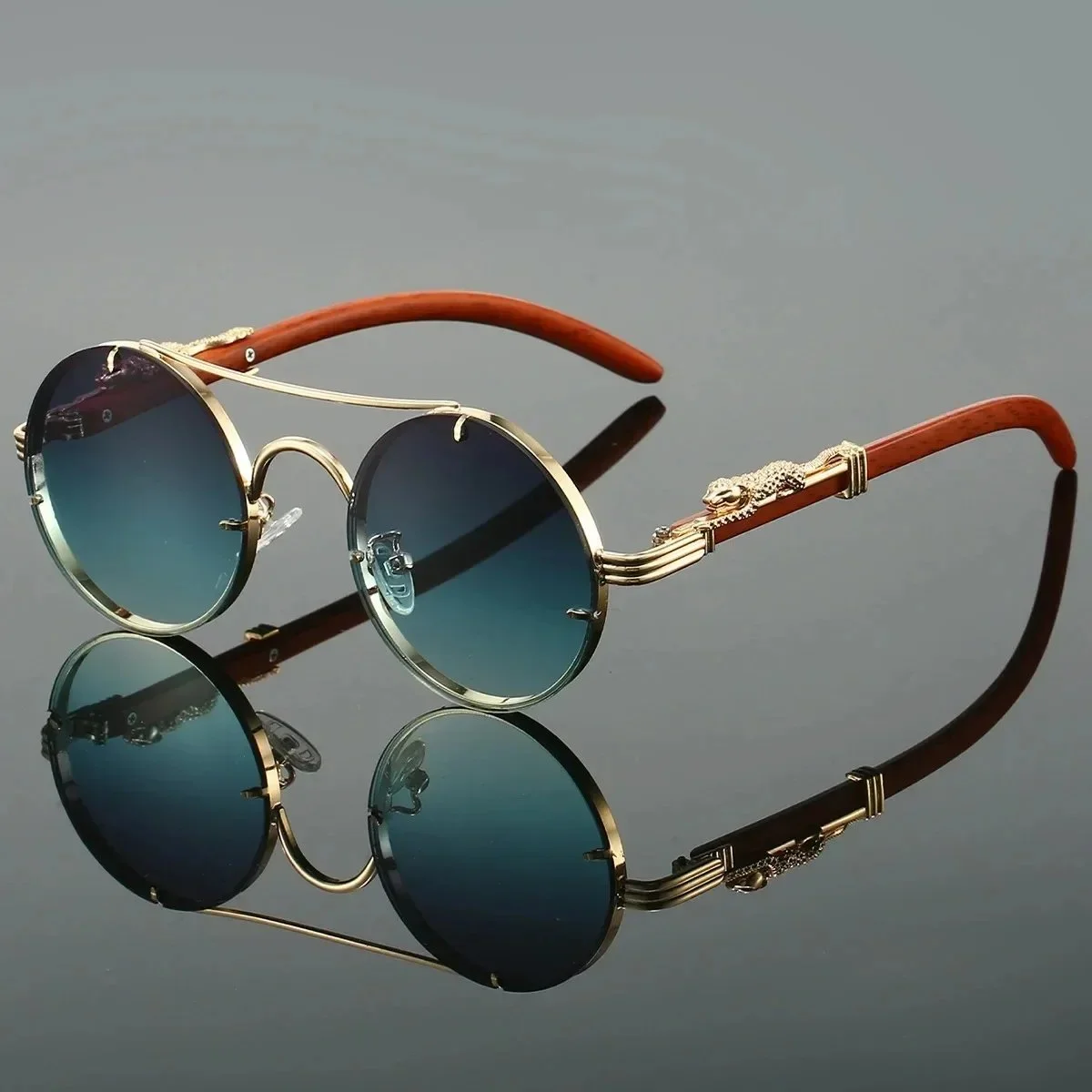 Vintage Round Double Bridge Sunglasses – Retro UV400 Shades for Men & Women