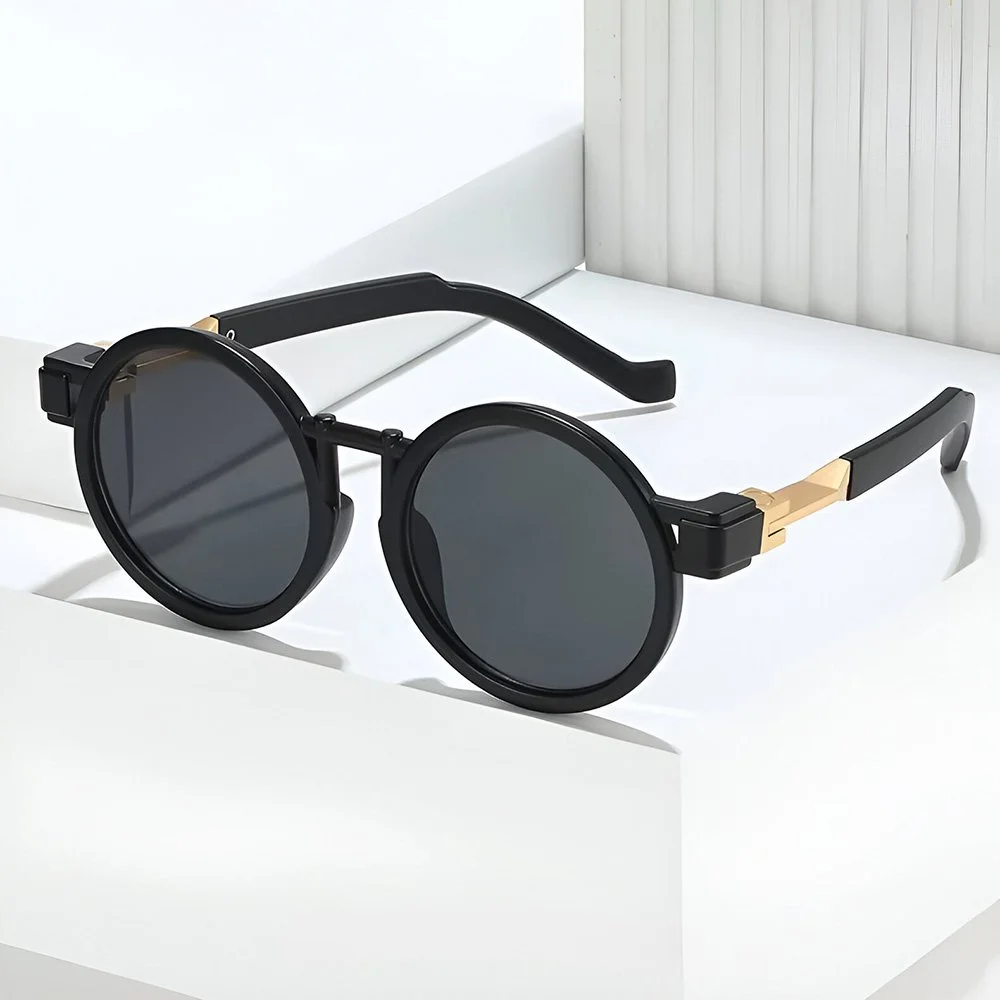 Luxury Round Steampunk Sunglasses for Women – UV400 Mirror Gradient Shades