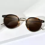 Polarized Retro Round Sunglasses for Men & Women - UV400, Acetate Titanium Frame